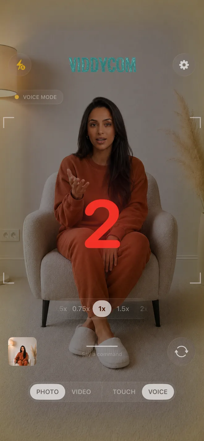 Viddycom counting down before it starts recording, shown on the camera screen